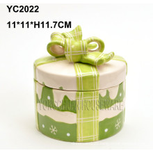 Hand-Painted Ceramic Round Christmas Gift Boxes